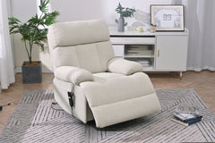 Oversized Power Lift Recliner Chair for Elderly – Electric Fabric Chair with Remote, Wide Seat & Side Pocket, Light Gray