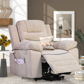 Power Lift Recliner Chair with Massage & Heat for Elderly – Adjustable Recliner with Infinite Positions & Side Pocket, Beige