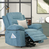 Power Lift Recliner Chair with Massage & Heat for Elderly – Adjustable Recliner with Infinite Positions & Side Pocket, Blue