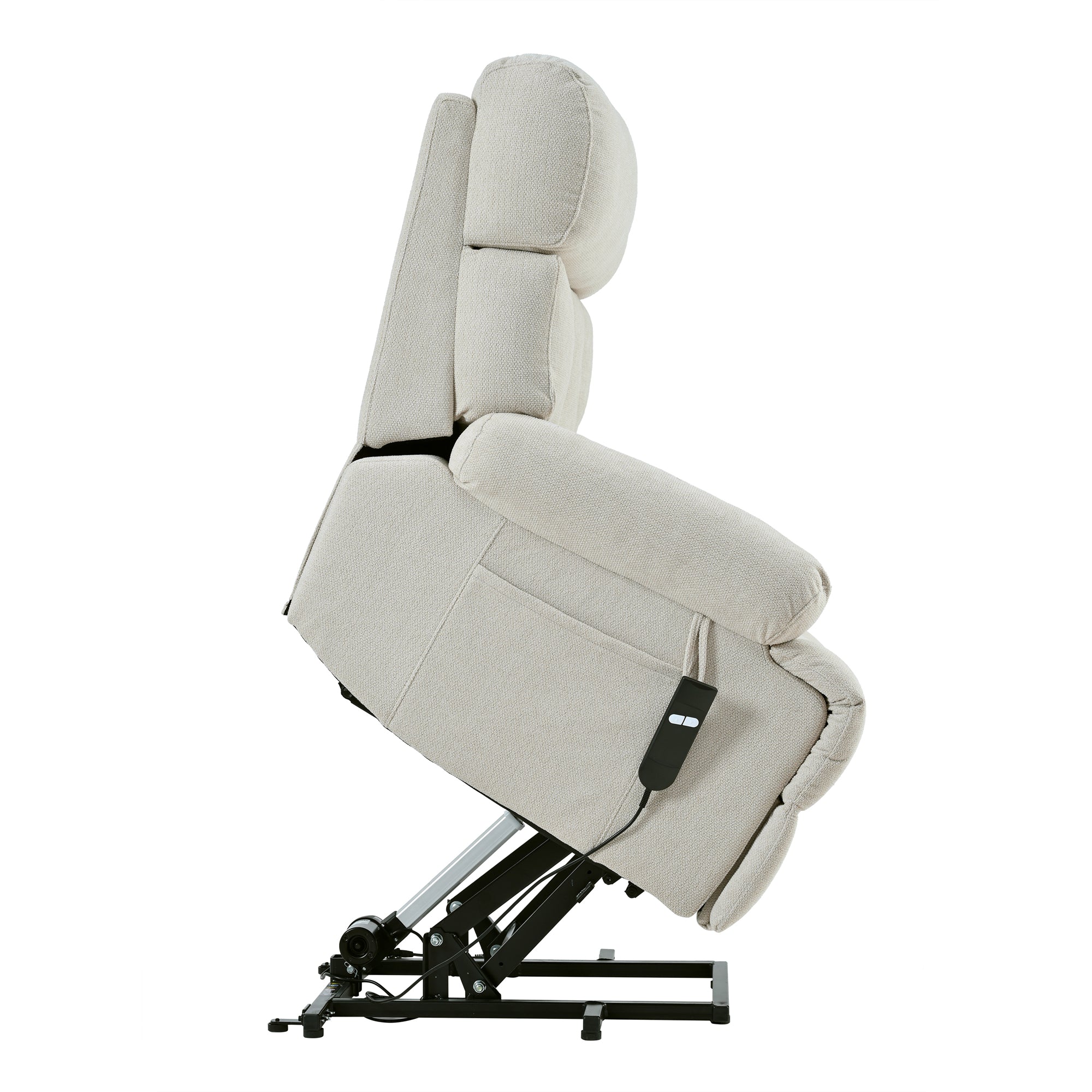 Oversized Power Lift Recliner Chair for Elderly – Electric Fabric Chair with Remote, Wide Seat & Side Pocket, Light Gray