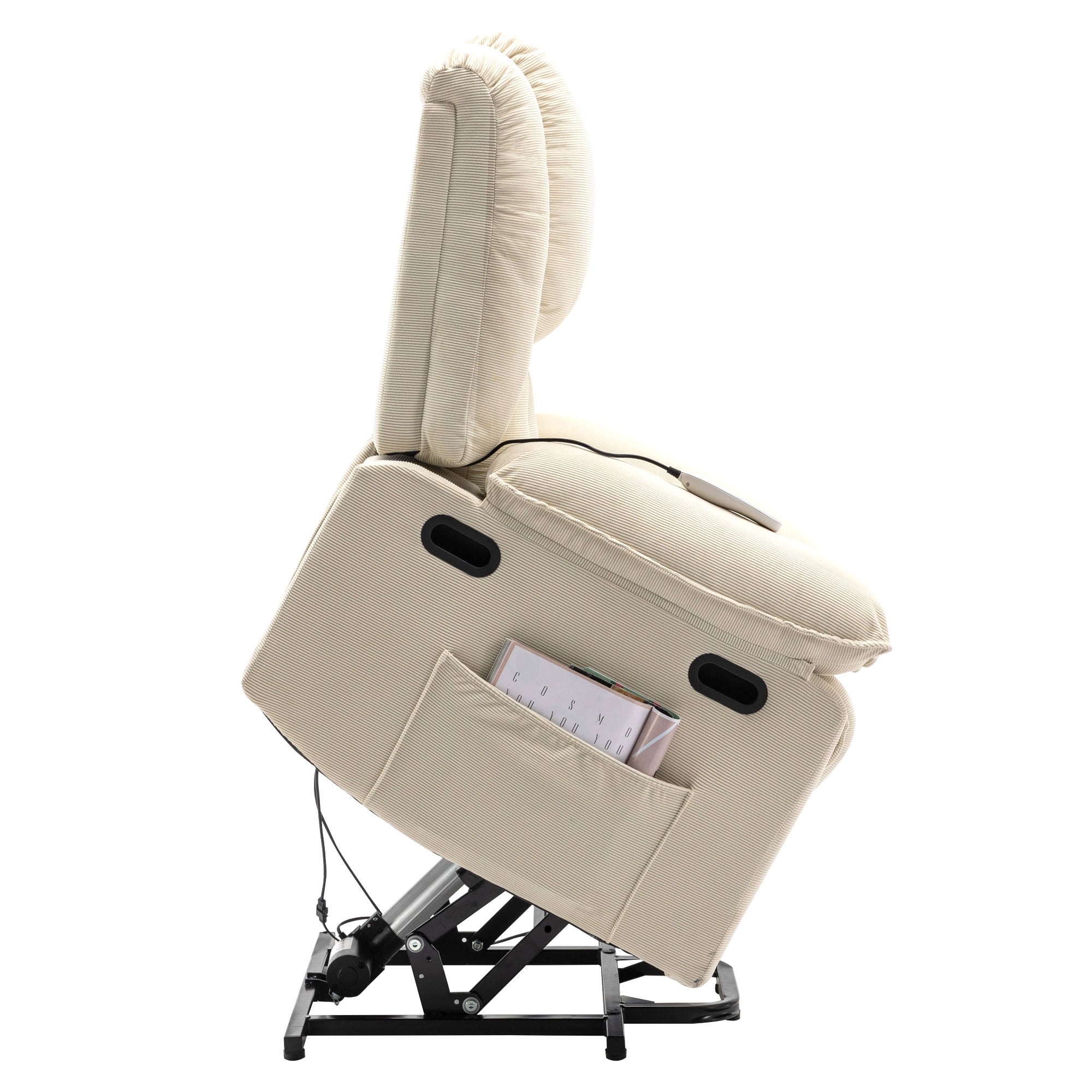 Uwell Mobility Power Lift Recliner Chair for Elderly – Heated Massage Chair with Infinite Position & Side Pocket, Beige