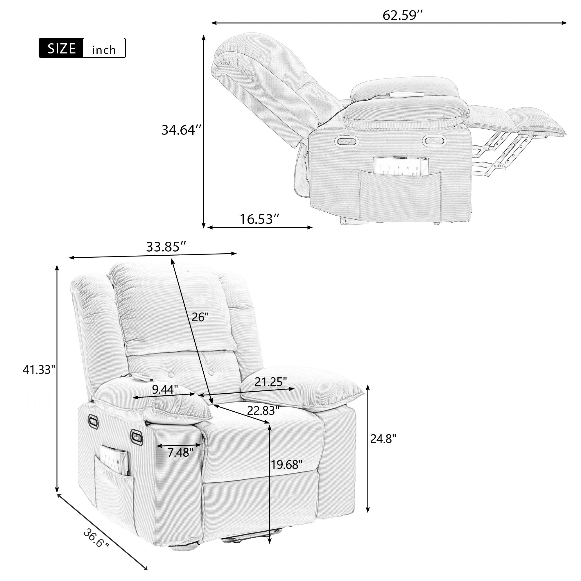 Uwell Mobility Power Lift Recliner Chair for Elderly – Heated Massage Chair with Infinite Position & Side Pocket, Beige