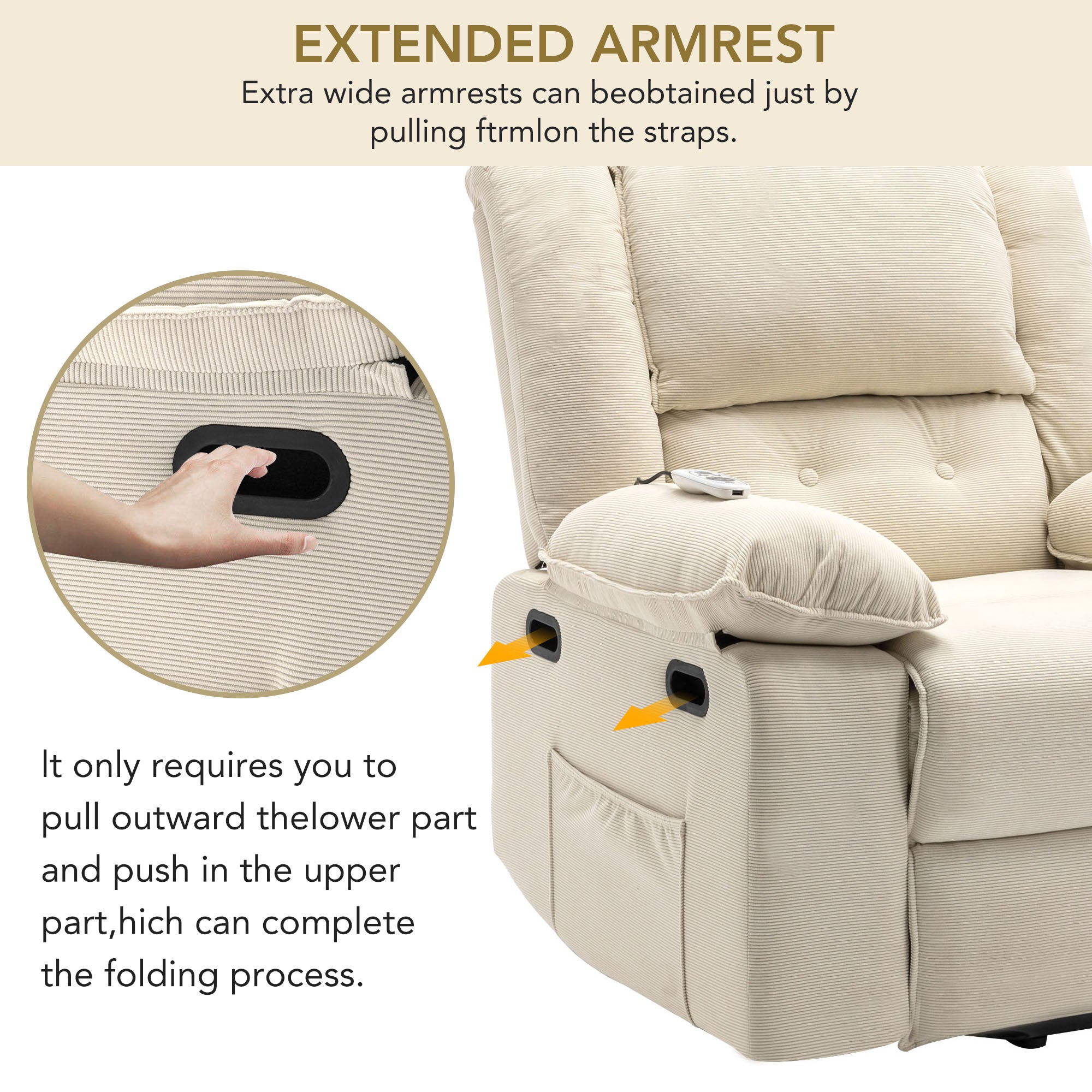 Uwell Mobility Power Lift Recliner Chair for Elderly – Heated Massage Chair with Infinite Position & Side Pocket, Beige