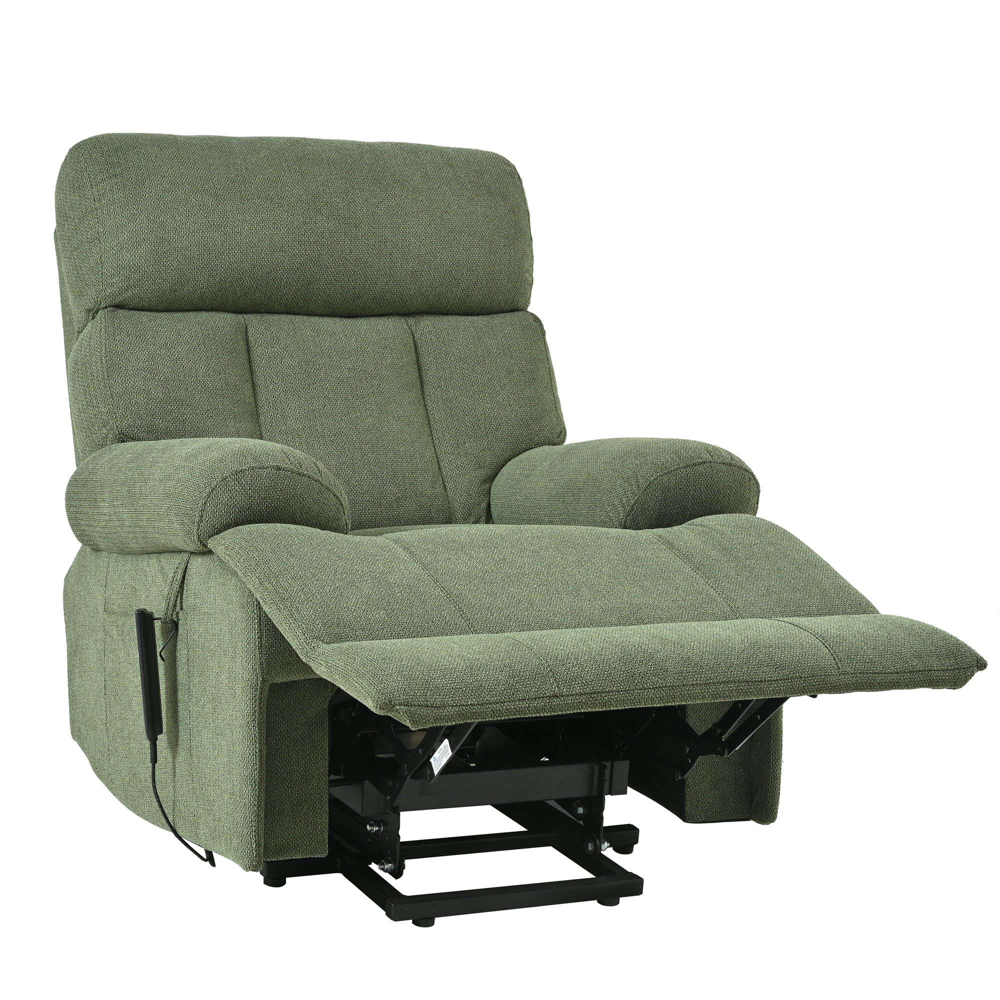 Oversized Power Lift Recliner Chair for Elderly – Electric Fabric Chair with Remote, Wide Seat & Side Pocket, Dark Green