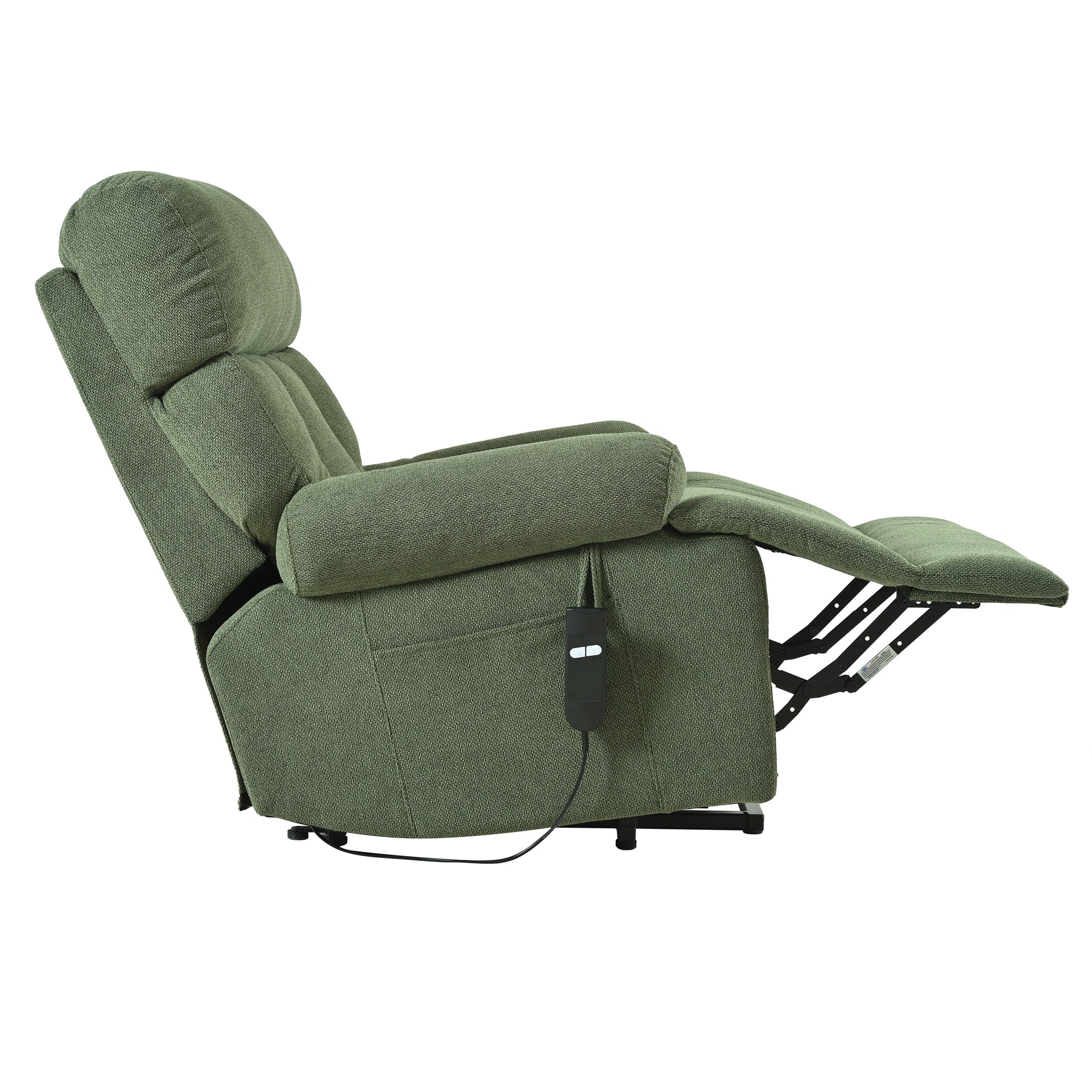 Oversized Power Lift Recliner Chair for Elderly – Electric Fabric Chair with Remote, Wide Seat & Side Pocket, Dark Green