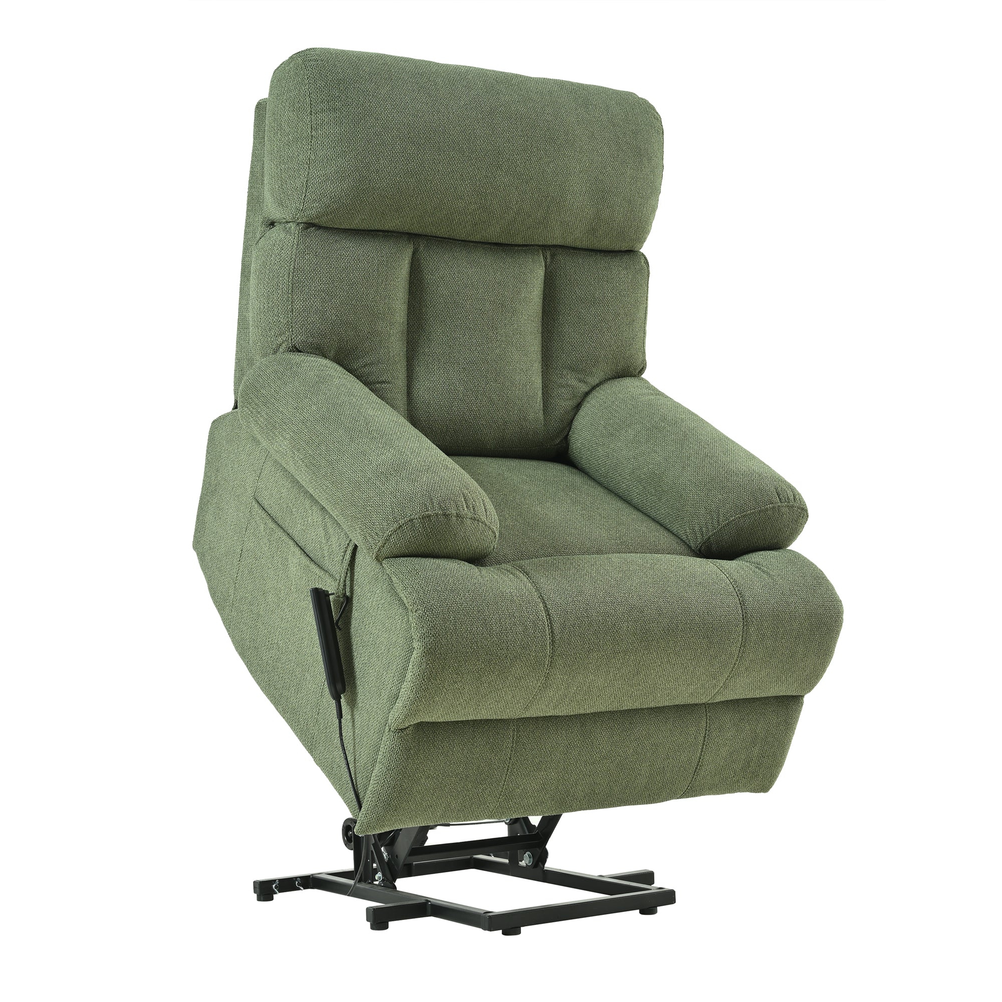 Oversized Power Lift Recliner Chair for Elderly – Electric Fabric Chair with Remote, Wide Seat & Side Pocket, Dark Green