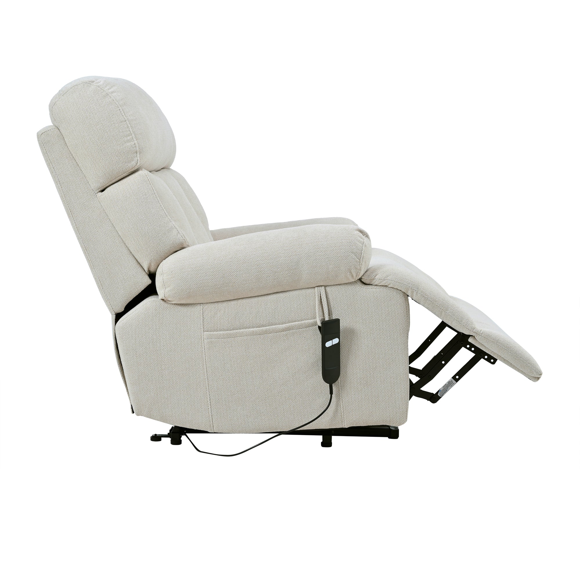 Oversized Power Lift Recliner Chair for Elderly – Electric Fabric Chair with Remote, Wide Seat & Side Pocket, Light Gray