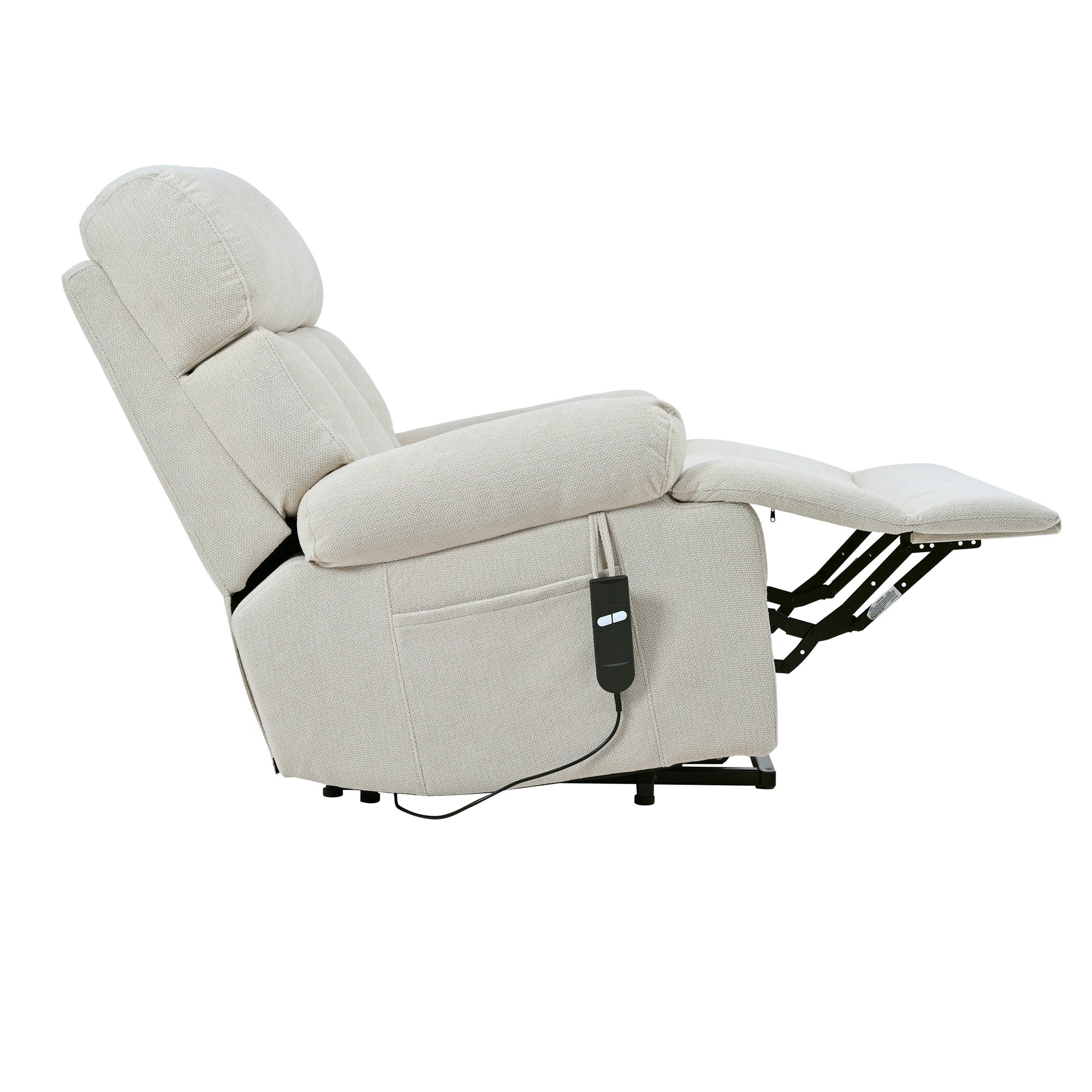 Oversized Power Lift Recliner Chair for Elderly – Electric Fabric Chair with Remote, Wide Seat & Side Pocket, Light Gray