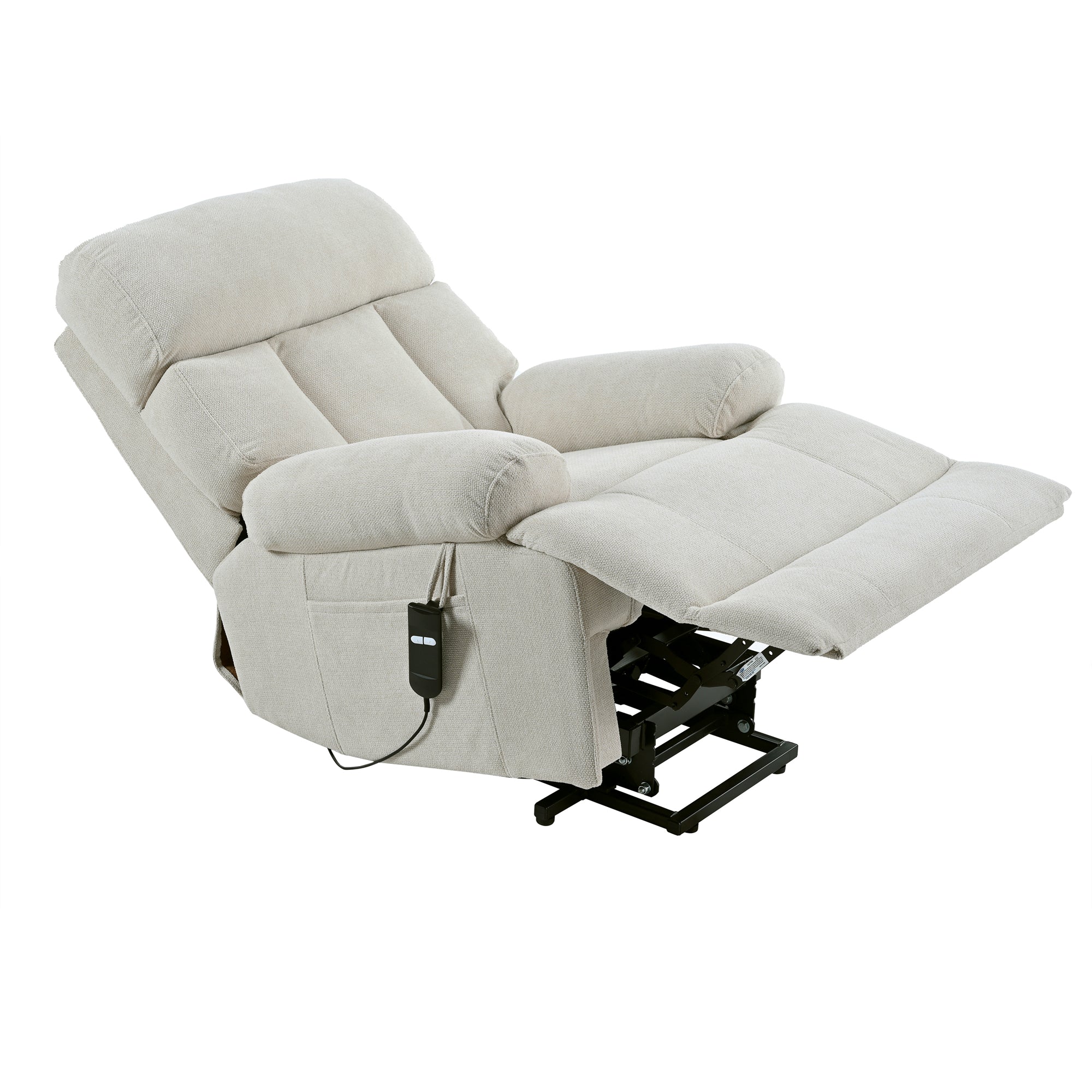 Oversized Power Lift Recliner Chair for Elderly – Electric Fabric Chair with Remote, Wide Seat & Side Pocket, Light Gray