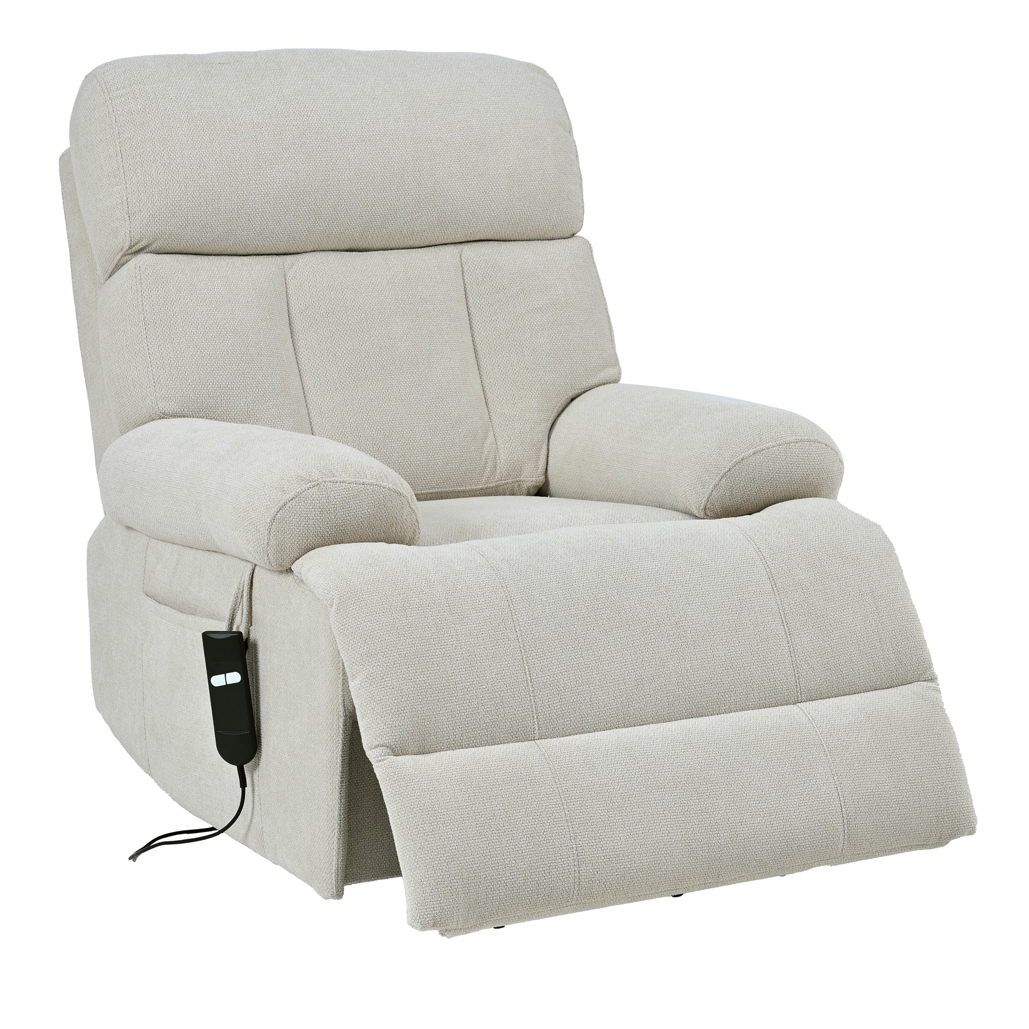 Oversized Power Lift Recliner Chair for Elderly – Electric Fabric Chair with Remote, Wide Seat & Side Pocket, Light Gray