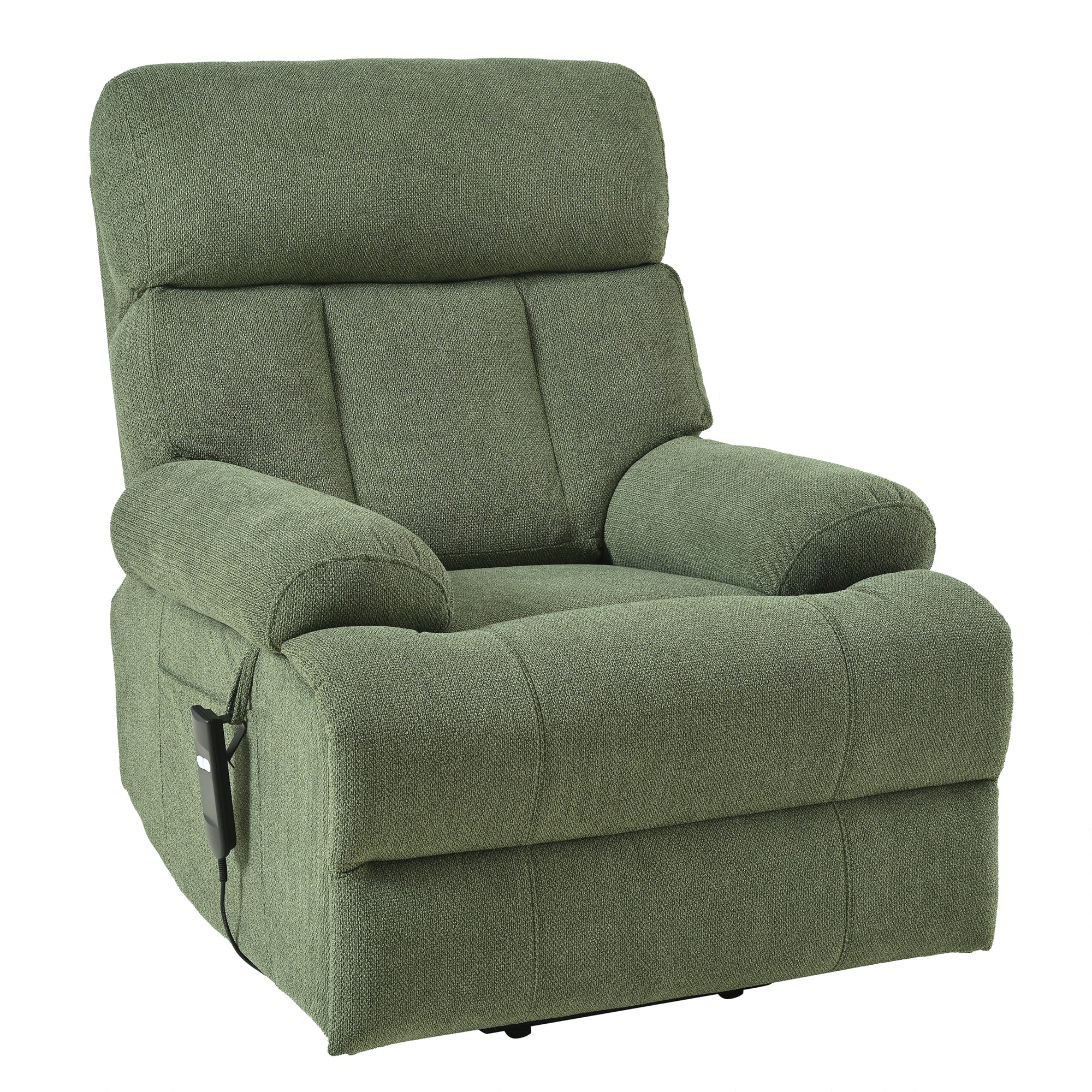 Oversized Power Lift Recliner Chair for Elderly – Electric Fabric Chair with Remote, Wide Seat & Side Pocket, Dark Green