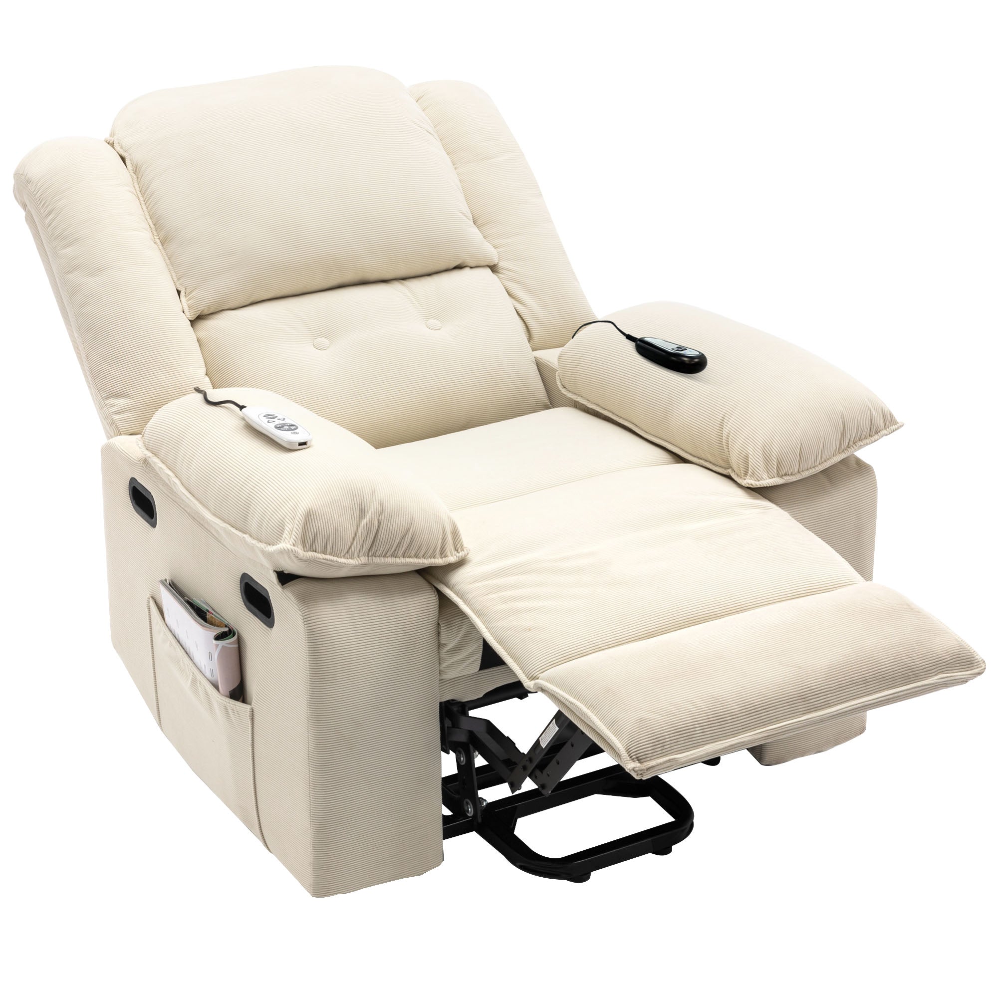 Uwell Mobility Power Lift Recliner Chair for Elderly – Heated Massage Chair with Infinite Position & Side Pocket, Beige