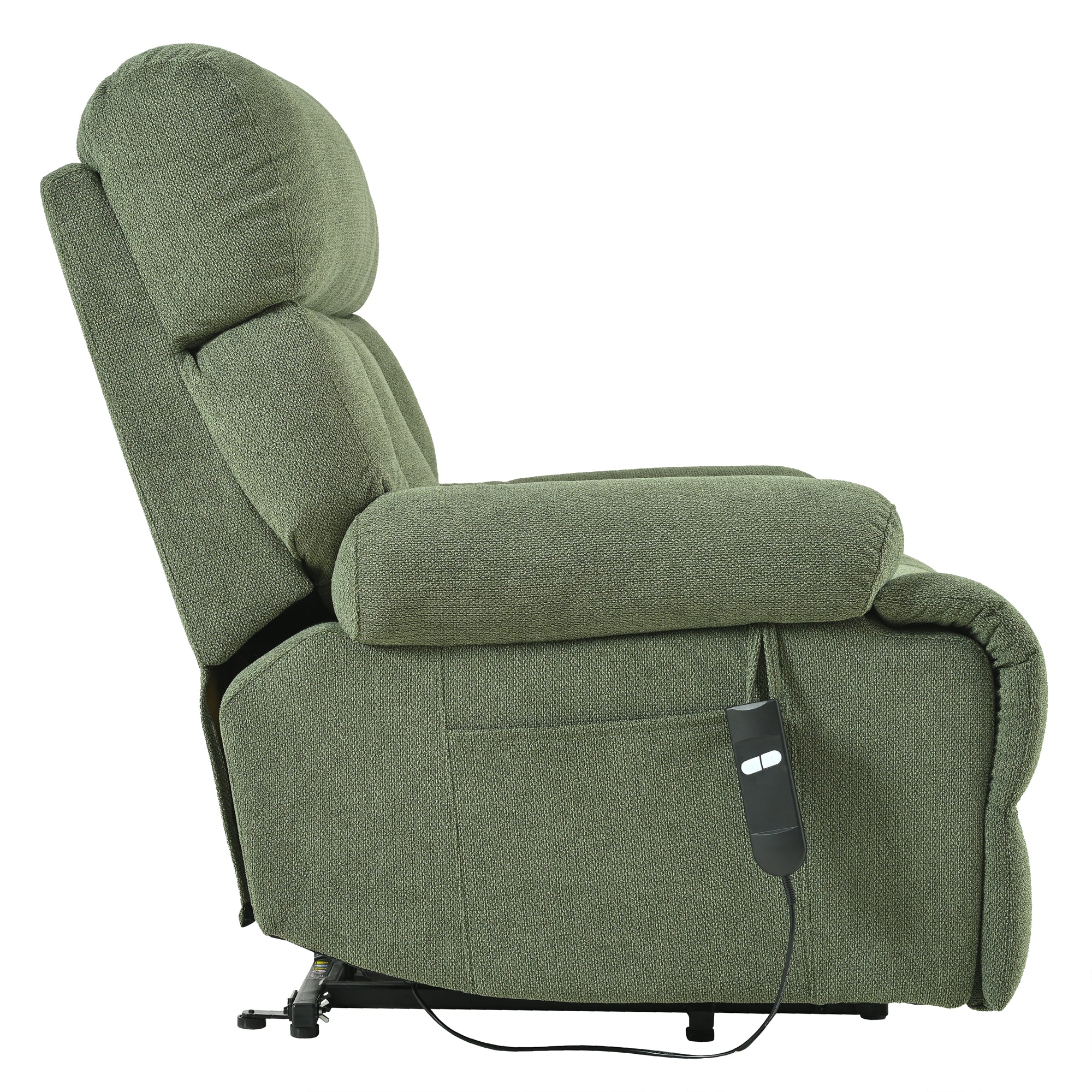 Oversized Power Lift Recliner Chair for Elderly – Electric Fabric Chair with Remote, Wide Seat & Side Pocket, Dark Green