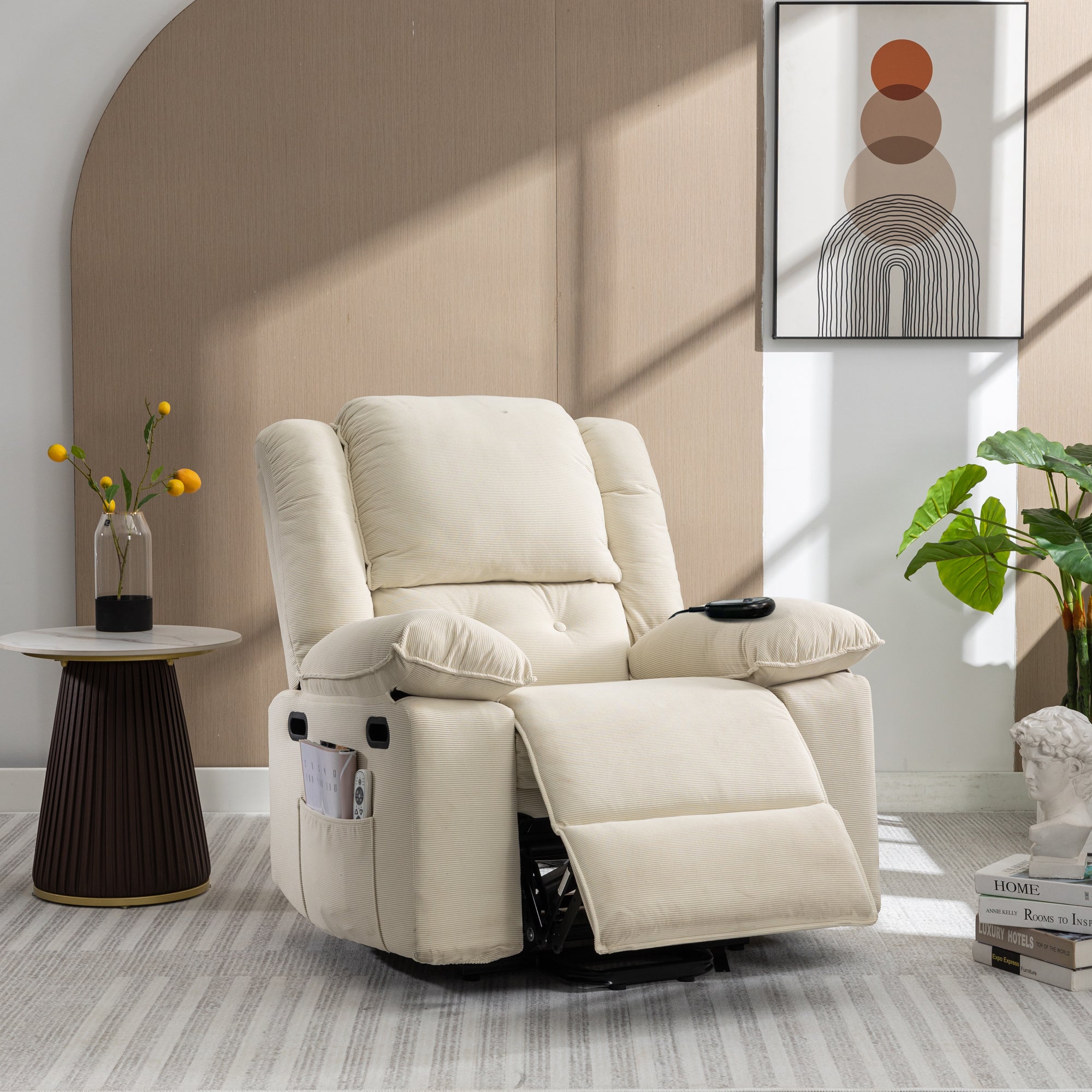 Uwell Mobility Power Lift Recliner Chair for Elderly – Heated Massage Chair with Infinite Position & Side Pocket, Beige