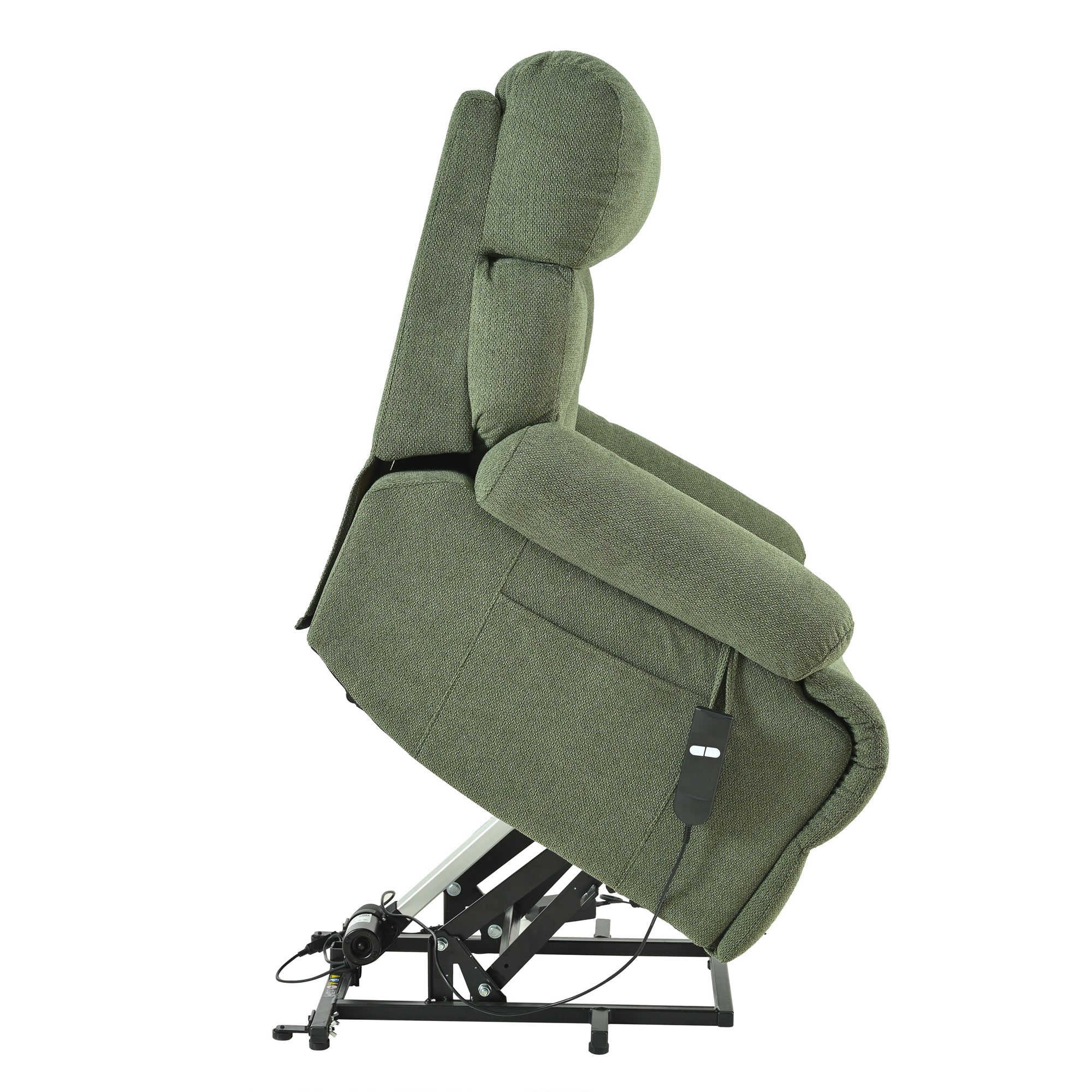 Oversized Power Lift Recliner Chair for Elderly – Electric Fabric Chair with Remote, Wide Seat & Side Pocket, Dark Green