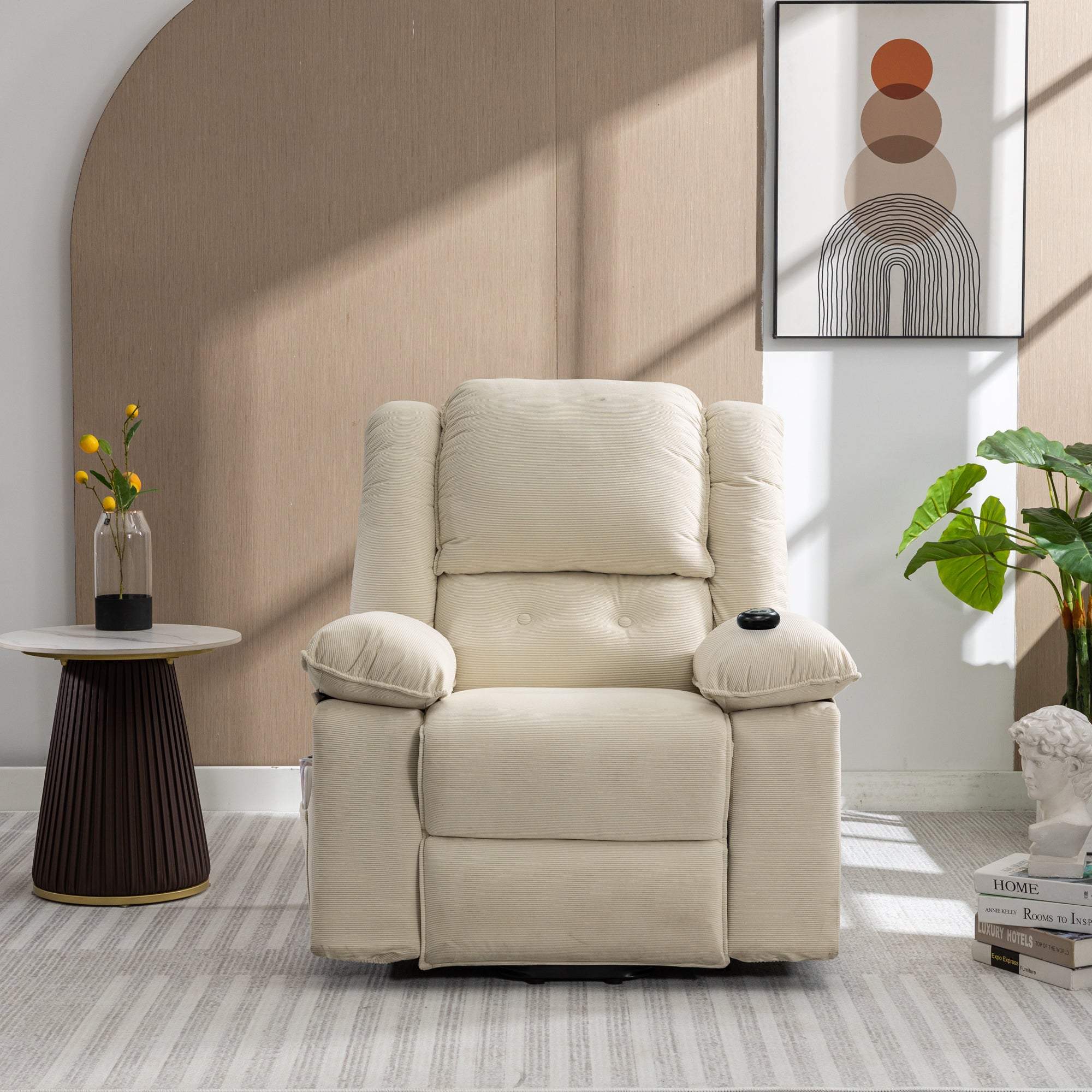 Uwell Mobility Power Lift Recliner Chair for Elderly – Heated Massage Chair with Infinite Position & Side Pocket, Beige