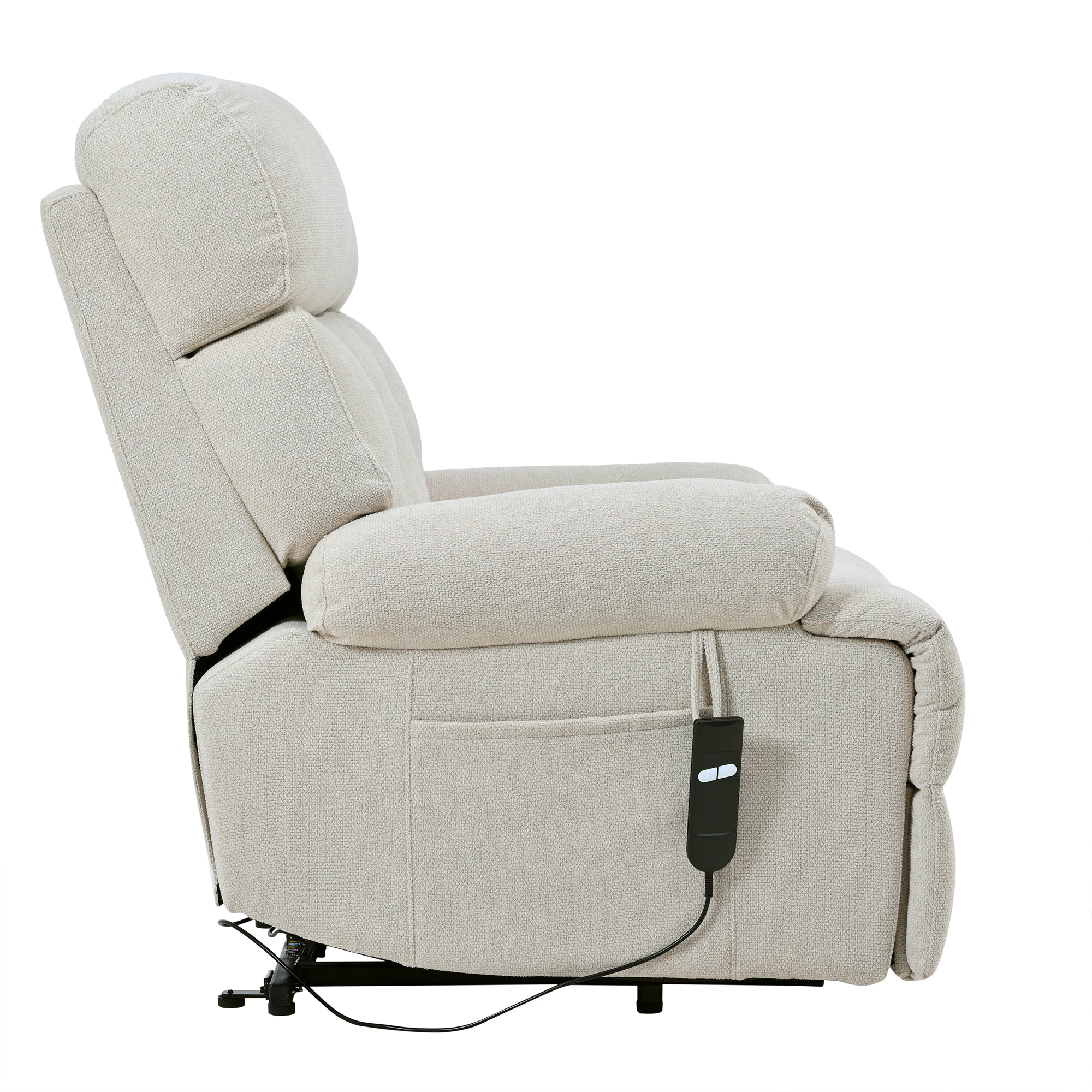 Oversized Power Lift Recliner Chair for Elderly – Electric Fabric Chair with Remote, Wide Seat & Side Pocket, Light Gray