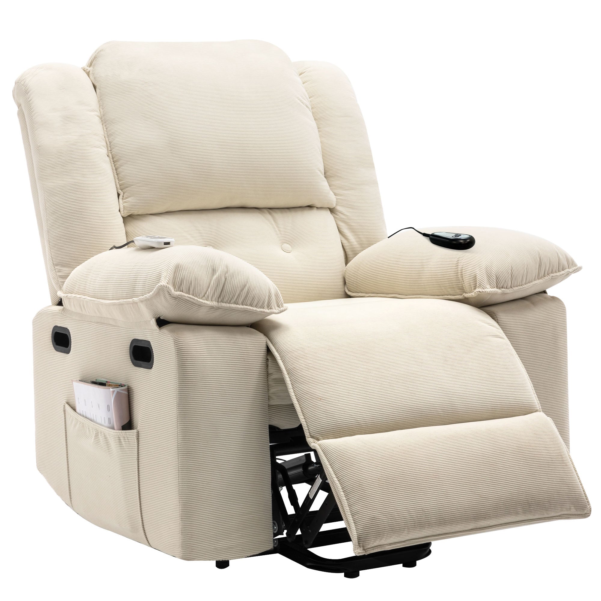 Uwell Mobility Power Lift Recliner Chair for Elderly – Heated Massage Chair with Infinite Position & Side Pocket, Beige
