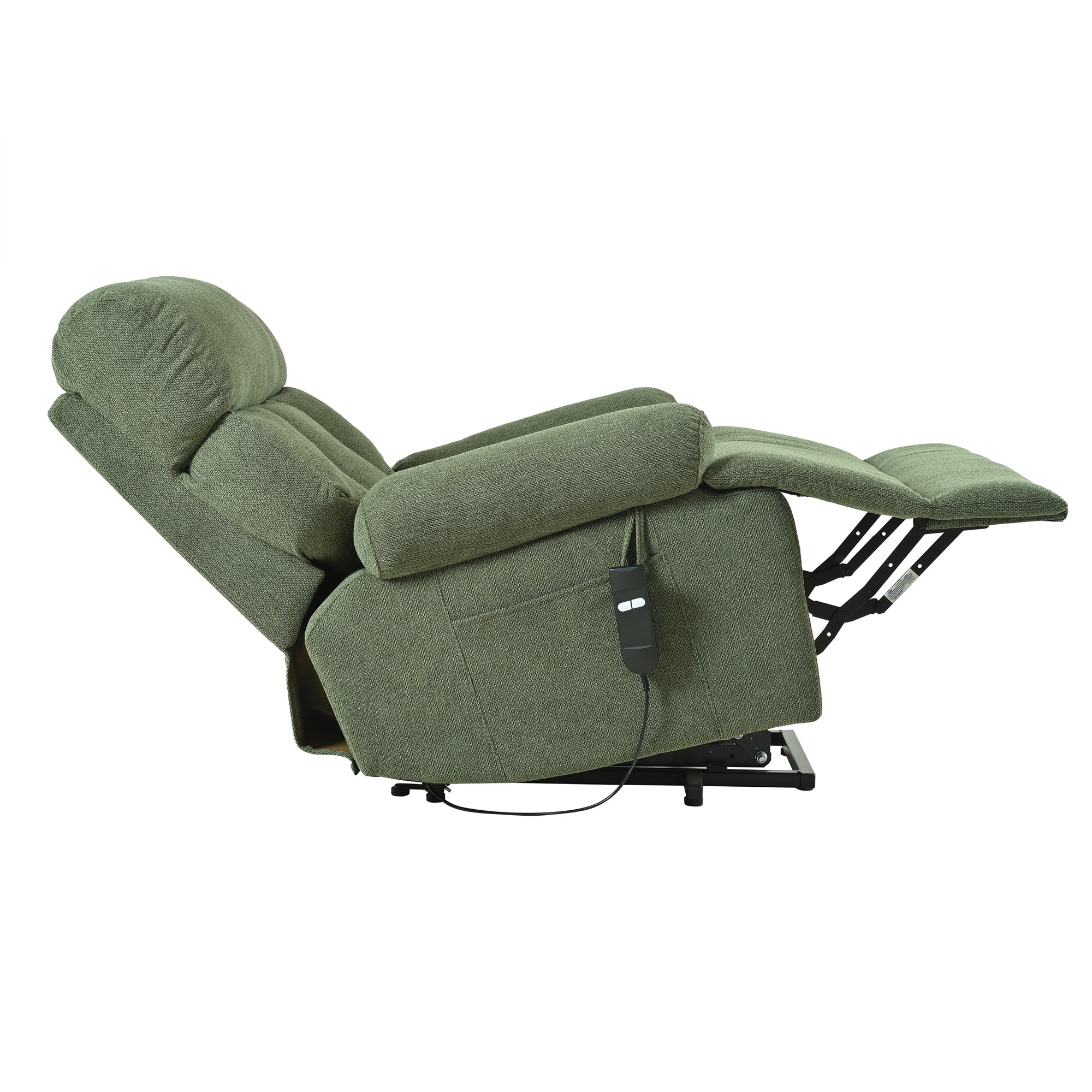 Oversized Power Lift Recliner Chair for Elderly – Electric Fabric Chair with Remote, Wide Seat & Side Pocket, Dark Green