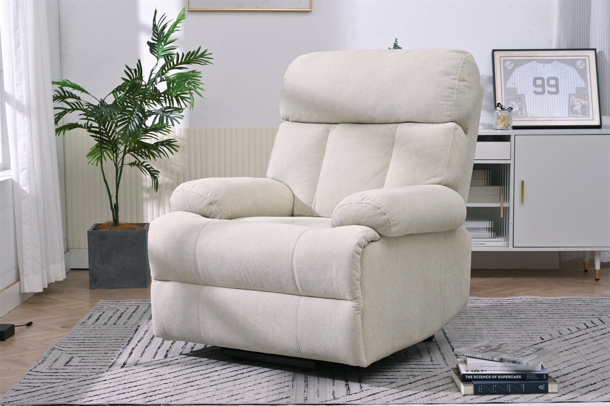 Oversized Power Lift Recliner Chair for Elderly – Electric Fabric Chair with Remote, Wide Seat & Side Pocket, Light Gray