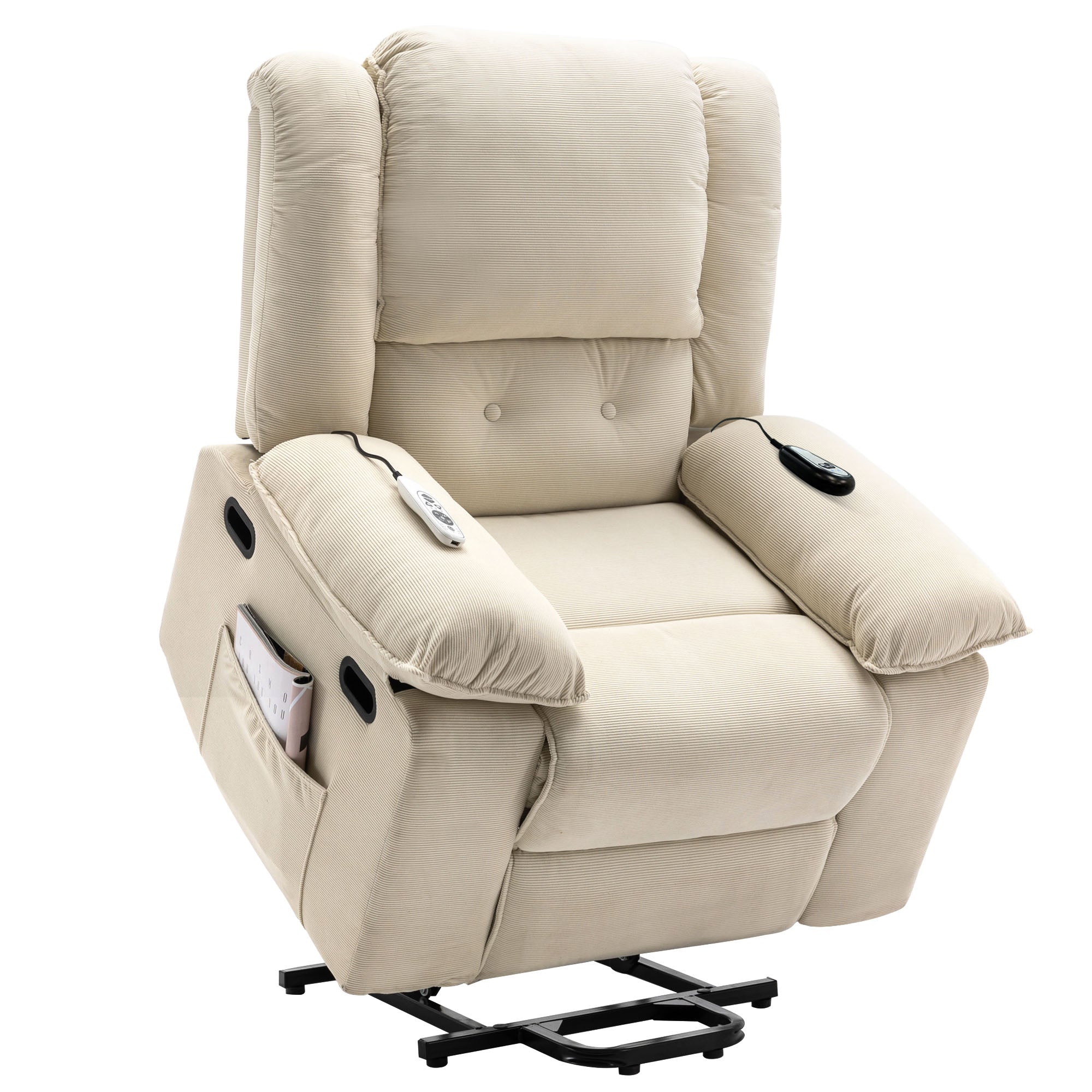Uwell Mobility Power Lift Recliner Chair for Elderly – Heated Massage Chair with Infinite Position & Side Pocket, Beige