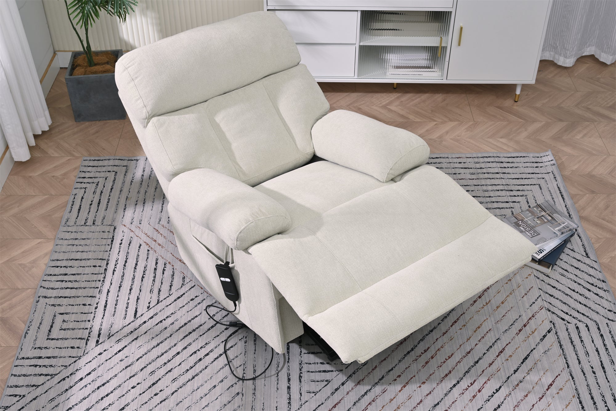 Oversized Power Lift Recliner Chair for Elderly – Electric Fabric Chair with Remote, Wide Seat & Side Pocket, Light Gray