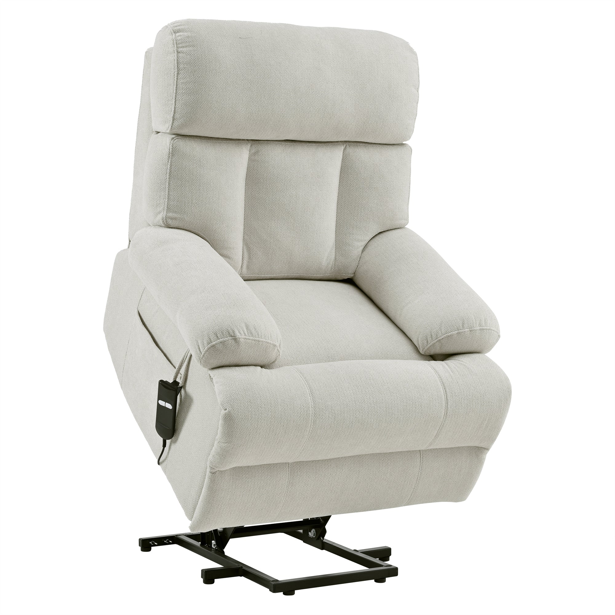 Oversized Power Lift Recliner Chair for Elderly – Electric Fabric Chair with Remote, Wide Seat & Side Pocket, Light Gray