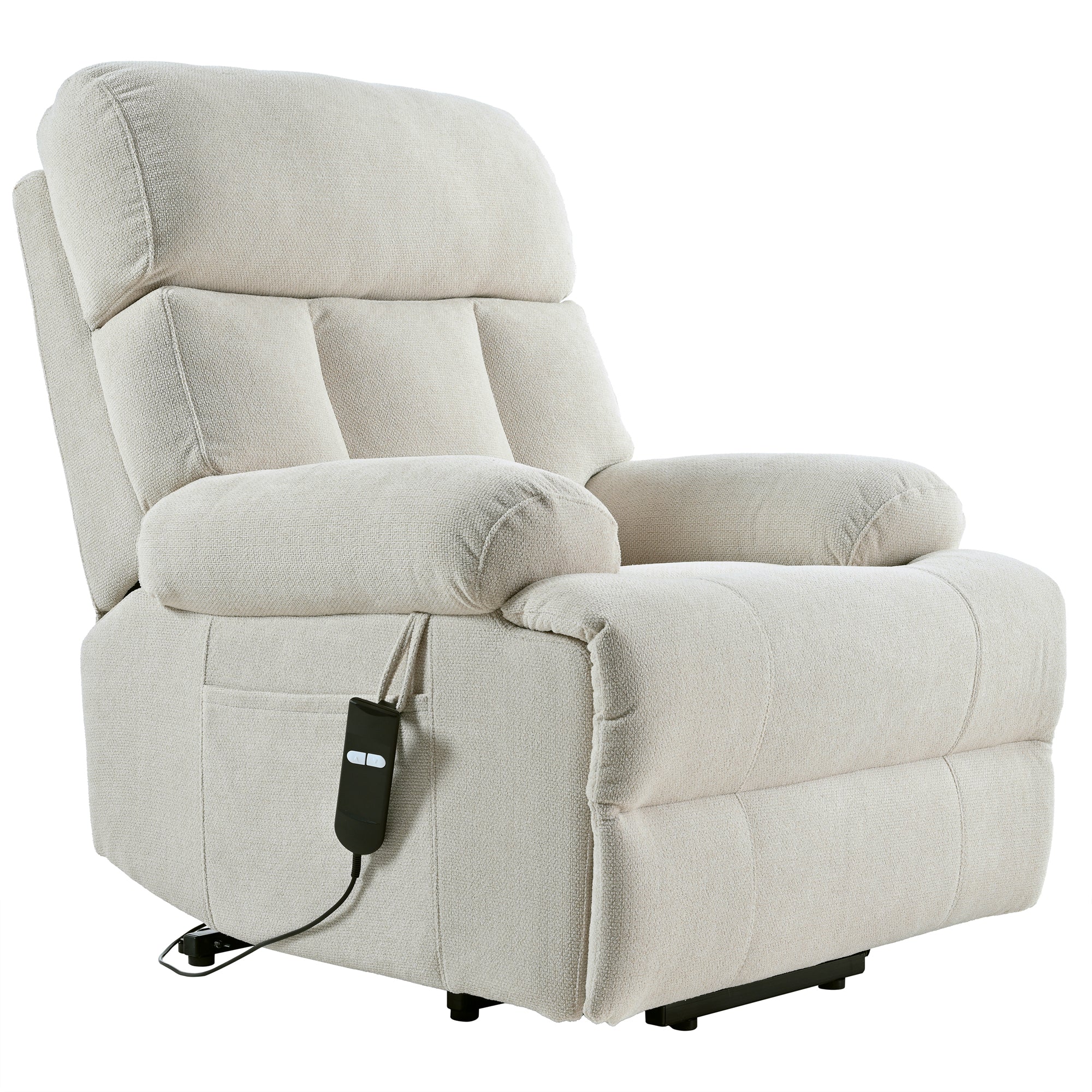 Oversized Power Lift Recliner Chair for Elderly – Electric Fabric Chair with Remote, Wide Seat & Side Pocket, Light Gray